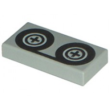 Part 3069bp02 Light Gray Tile 1 x 2 with Tape Reels Pattern 